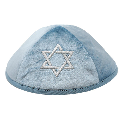 Velvet Kippah with Embroidery Size 4- Blue – Model UK14949