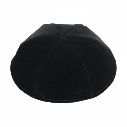Velvet Plush Black Kippah 6 Parts, 19 cm Size 3 Without Rim