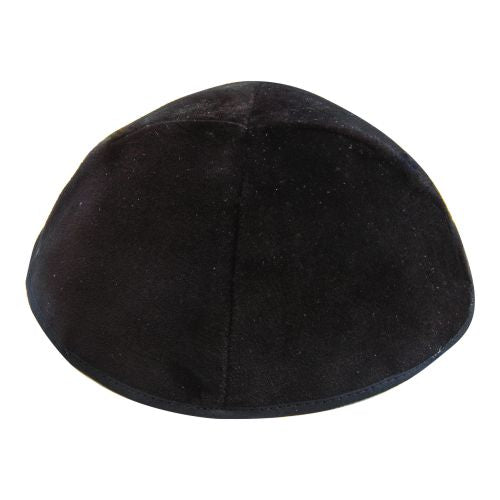 Velvet Plush Black Kippah 4 Parts, 24 cm Size 8 Without Rim