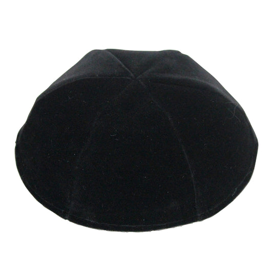 Velvet Mofet Kippah- Black, Size 3 19 cm- 6 Parts Without Rim – Model UK16394