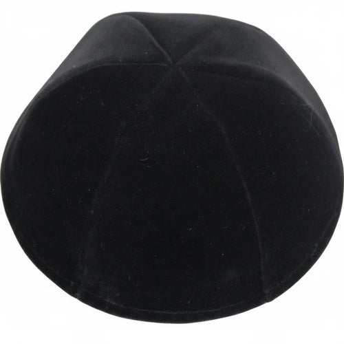 Velvet Plush Black Kippah 6 Parts, 24 cm Size 8 Without Rim