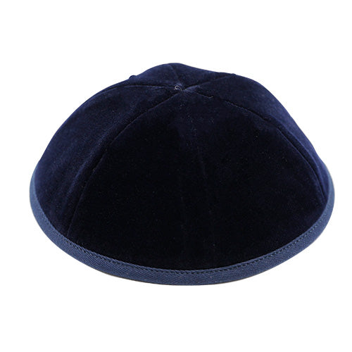 Blue Velvet Kippah Art-men Size 2- 6 Parts with Rim
