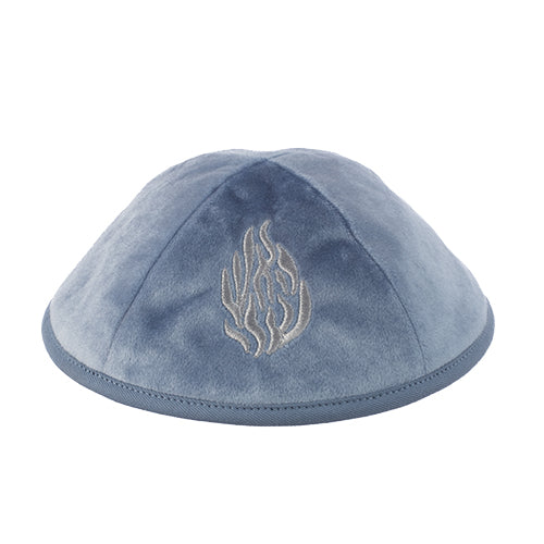 Velvet Kippah with Embroidery Size 4- Blue – Model UK19307