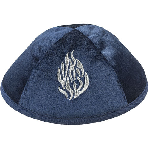 Velvet Kippah with Embroidery Size 4- Dark Blue – Model UK19309