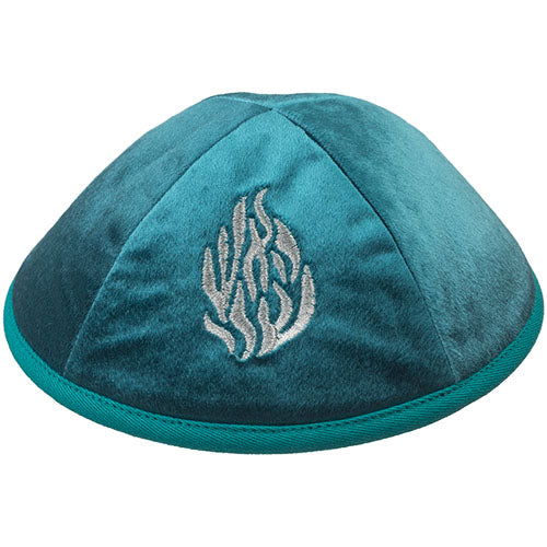 Velvet Kippah with Embroidery Size 4- Green – Model UK19310