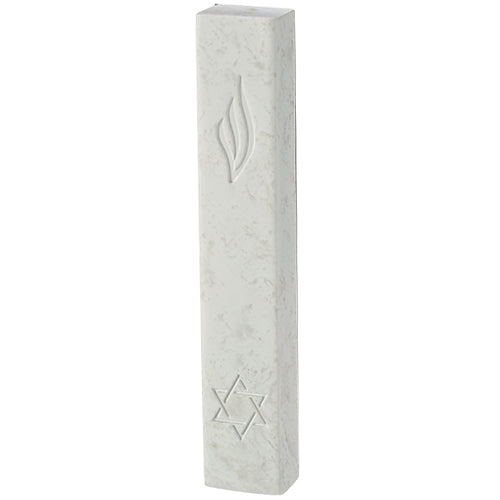 מזוזה ש + מגן דוד חרוטים פולימר לבן 15 ס״מ פולימר