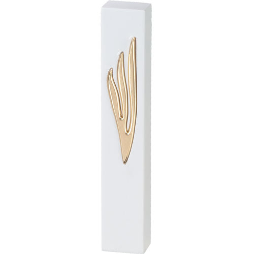 Polymer Concrete Mezuzah 12 cm, Stone - Like, White - Gold