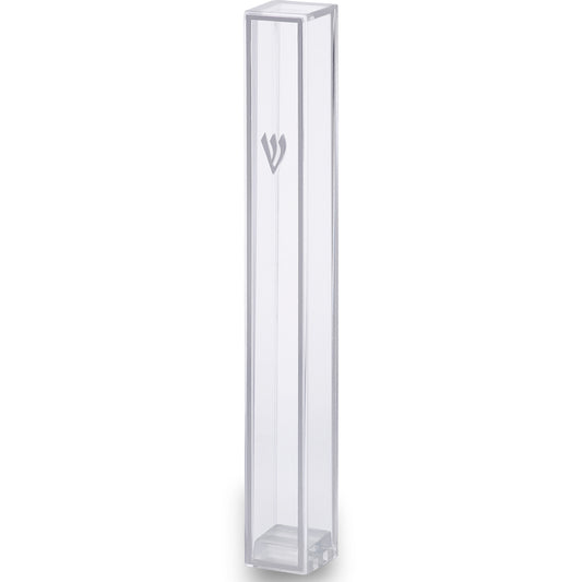 Clear Plastic Mezuzah with Rubber Cork 12 cm - Silver – Model UK21650