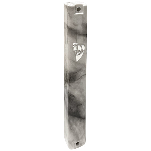 מזוזה פלסטיק 15 ס״מ - גימור שיש אפור פלסטיק אפור
