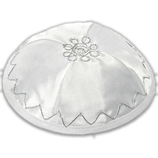 Satin Kippah 16 cm- White Diamond Shape