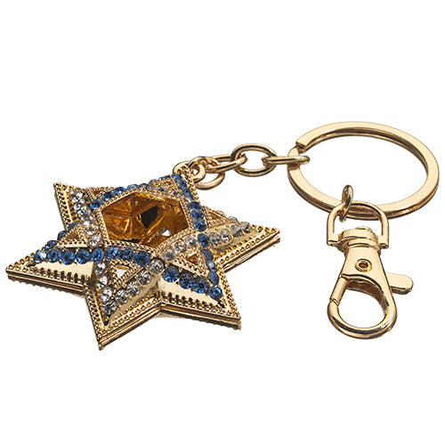 מחזיק מפתחות "מגן דויד" משובץ 5.5 ס״מ מתכת