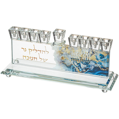 חנוכייה קריסטל מהודרת 7×28 ס״מ קריסטל