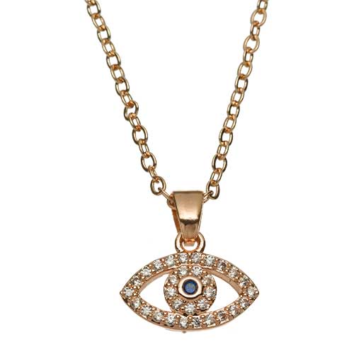 Metal Necklace- Golden Rose Eye with Stones 1 cm
