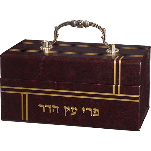 קופסא מהודרת לאתרוג דמוי עור עם ידית 13×19 ס״מ דמוי עור