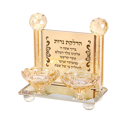 פמוטי קריסטל מהודרים עם הדלקת נרות 12.5×7 ס״מ קריסטל