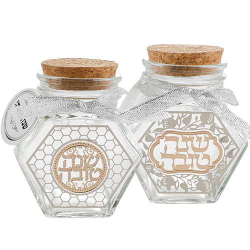 סטנד 12 יח כלי לדבש מזכוכית 6 ס״מ זכוכית טבעי