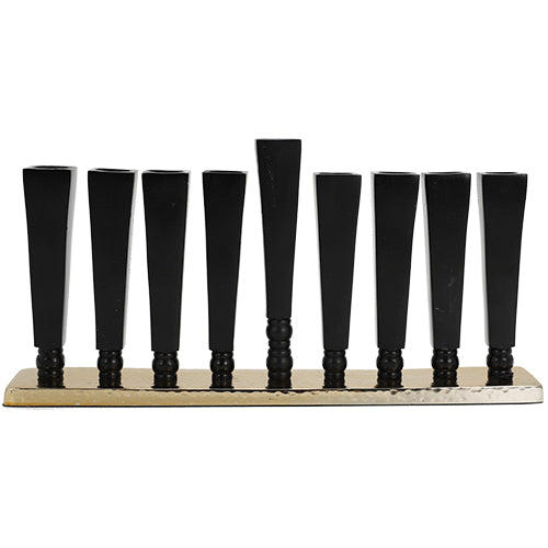 חנוכייה אלומיניום מהודרת גוון זהב 14×30 ס״מ אלומיניום זהב