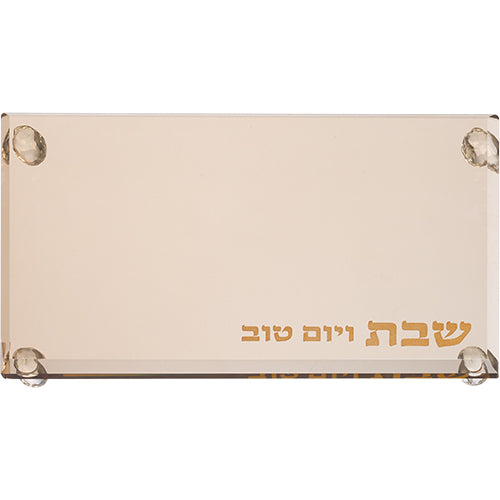 מגש קריסטל מהודר לפמוטים 23×13 ס״מ קריסטל