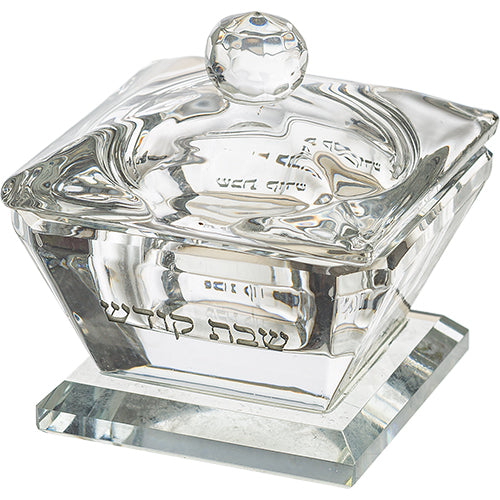 מלחייה קריסטל עם מכסה 4×6 ס״מ קריסטל
