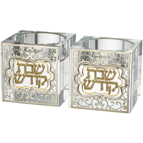 Crystal Candlesticks 5 cm with Metal Plaque – Model UK42623