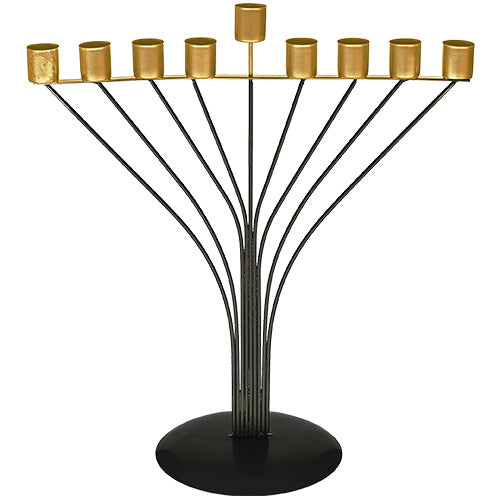 חנוכיית חוטים חבד לשמן - שחור 33×50 ס״מ מתכת מוכסף
