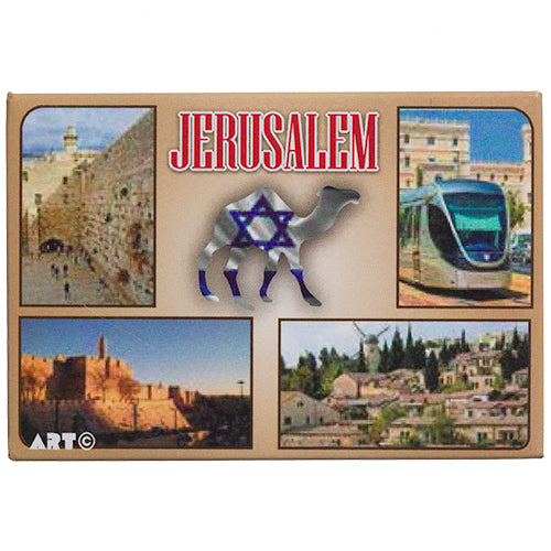 מגנט פח 58 ס״מ נופי ירושלים אנגלית פח צבעוני