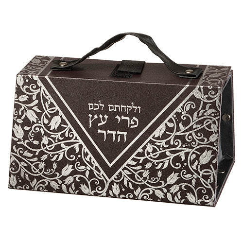 כלי לאתרוג דמוי עור הדפסה כסף 11×19×13 ס״מ דמוי עור דמוי עור