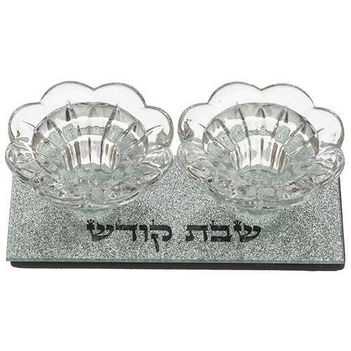 807 פמוטי זכוכית עם נצנצים 4×14×6 ס״מ זכוכית