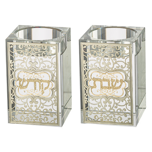 Crystal Candlesticks 8 cm with Metal Plaque- Ornaments – Model UK49202