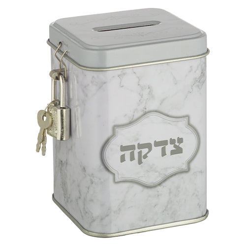 קופת צדקה פח מרובעת "שיש" 10 ס״מ פרספקס