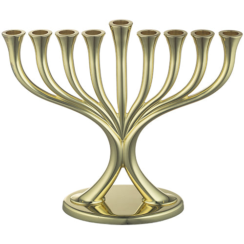 חנוכייה מתכת ציפוי זהב 19×23 ס״מ מתכת