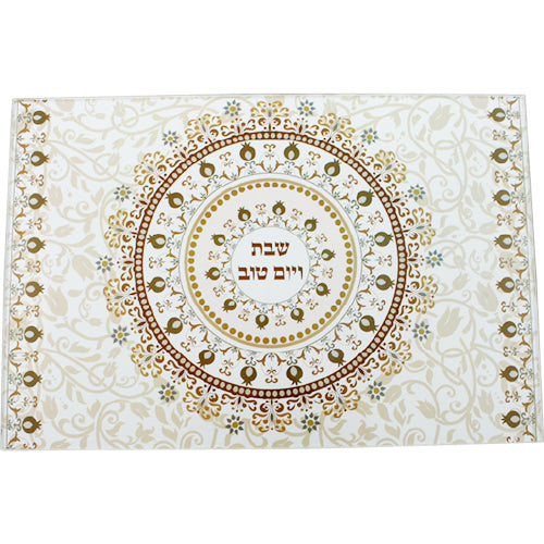 Reinforced Thick Glass Challah Tray 25×37 cm - Brown