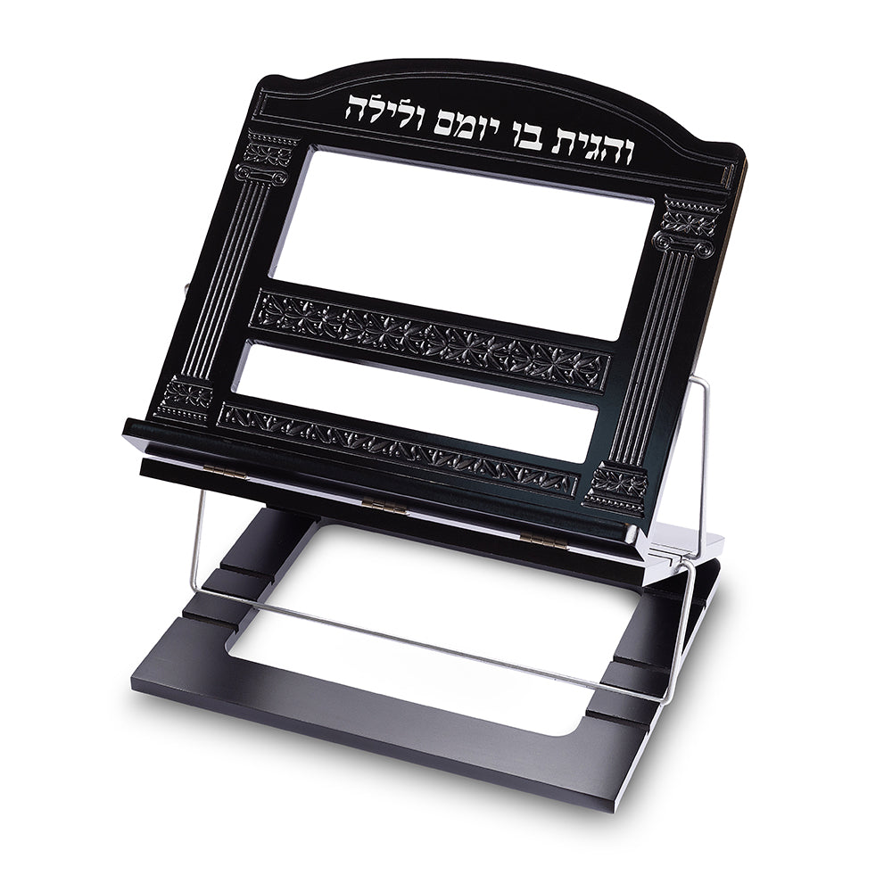 שטנדר מהודר מעץ מהגוני 3 קומות "שער וילנה" 28 37 עץ חום,כסף
