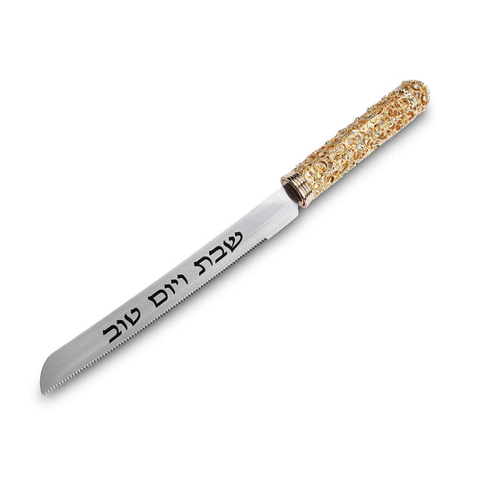 סכין חלה שבת ויום טוב זהב 32.5 ס״מ נירוסטה זהב
