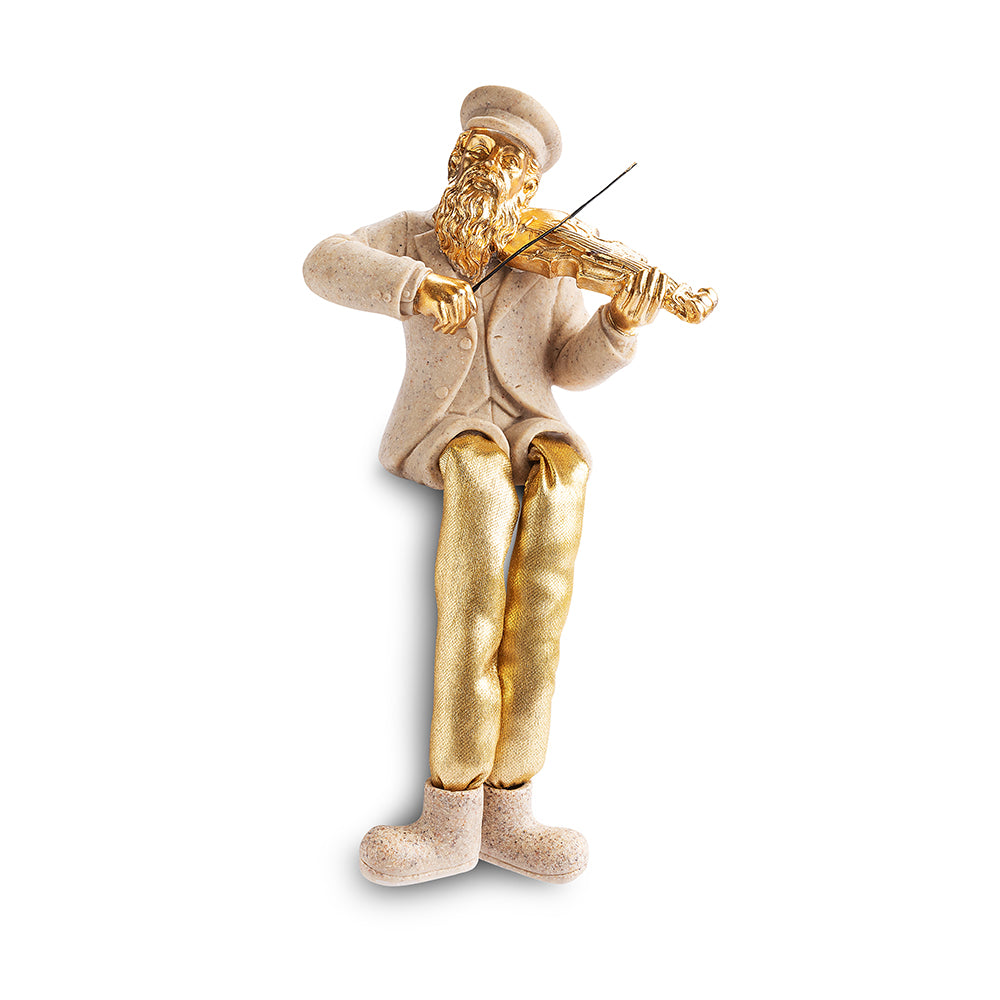 Polymer Hassidic Figurine with Cloth Legs 10.5 cm - Violin Player