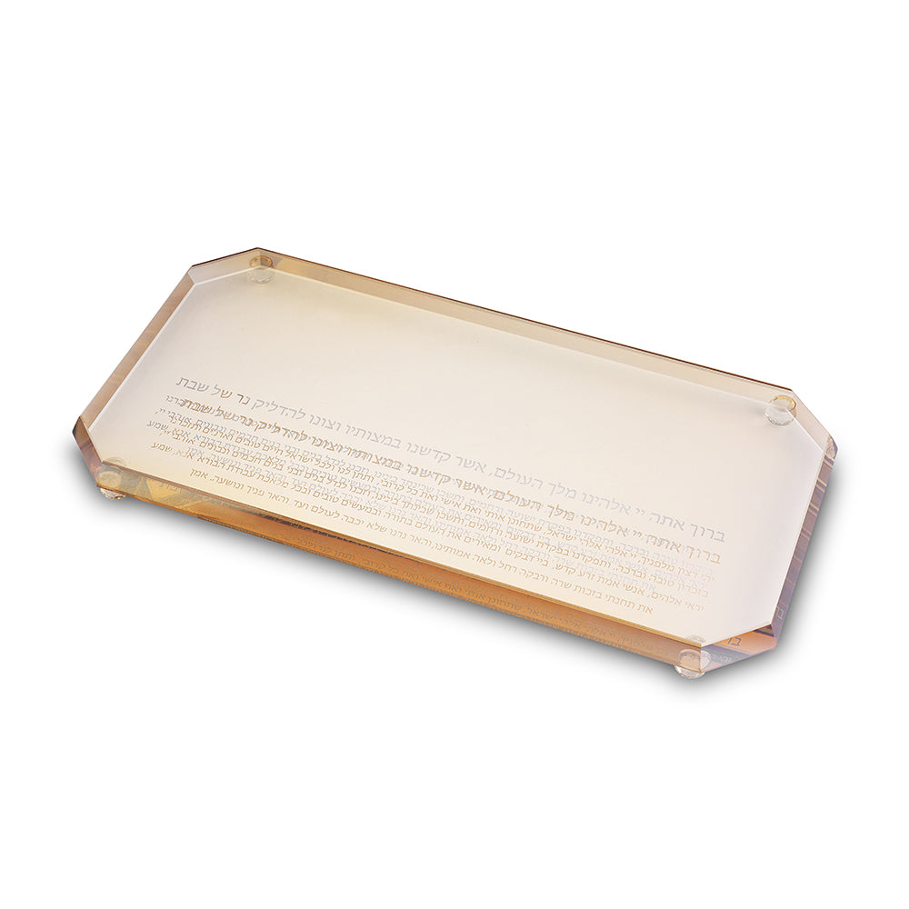 Crystal Tray for Candle Holders 36×18 cm - Gold