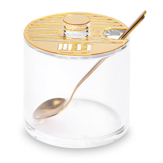Lucite Honey Dish 7.6×7 cm- Golden Stripes