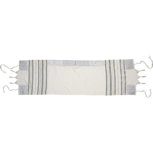 טלית קטן אקרילן 105×30 ס״מ פסים כסף בד