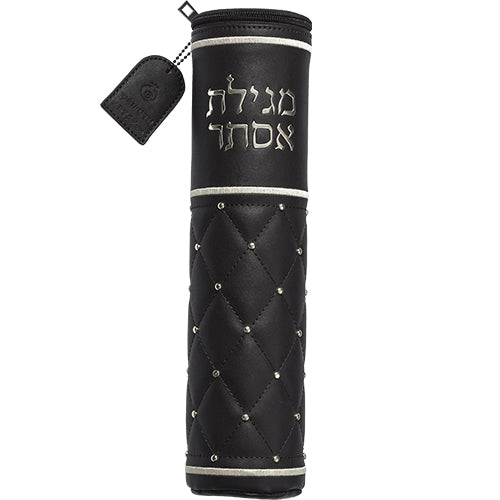 תיק למגילת אסתר פיו עם אותיות בולטות עבור קלף 25 ס״מ דמוי עור