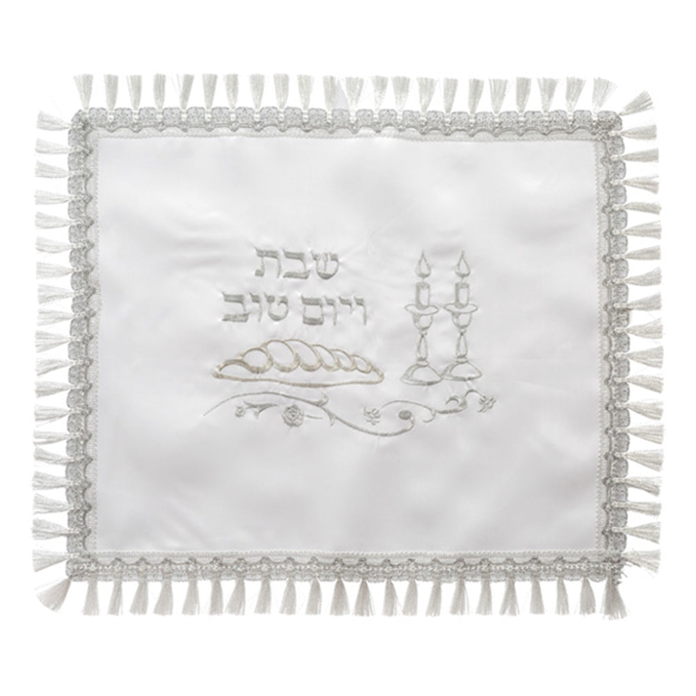כיסוי חלה לבן מסטן מהודר 52×42 ס״מ סאטן