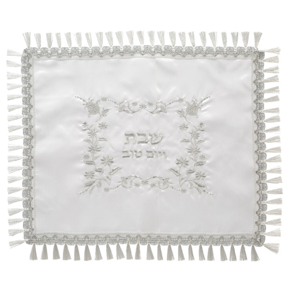 כיסוי חלה לבן מסטן מהודר 52×42 ס״מ סאטן