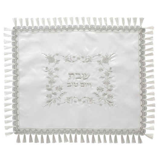 כיסוי חלה לבן מסטן מהודר 52×42 ס״מ סאטן