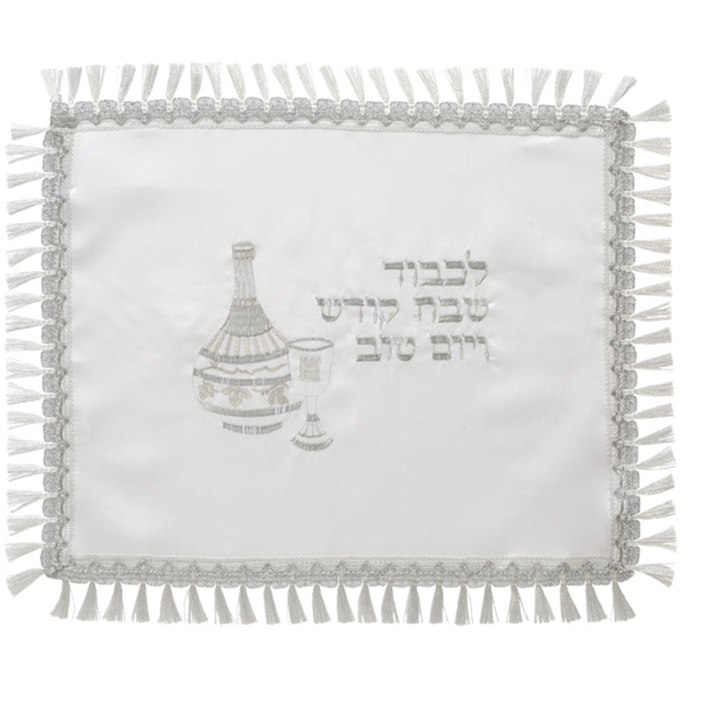 כיסוי חלה לבן מסטן מהודר 52×42 ס״מ סאטן