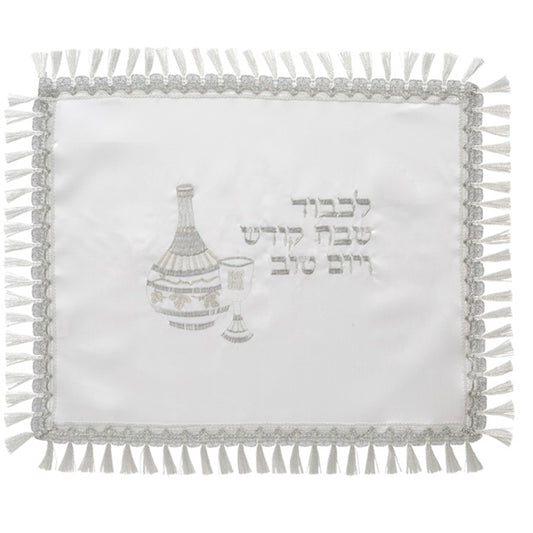כיסוי חלה לבן מסטן מהודר 52×42 ס״מ סאטן