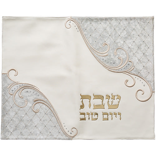 Faux Leather Challah Cover 42×52 cm with Embroidery - White – Model UK67343