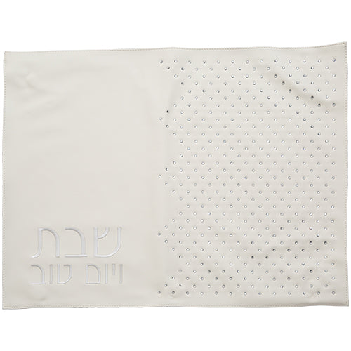 כיסוי חלה דמוי עור אבני קריסטל כסף 61×45 ס״מ דמוי עור