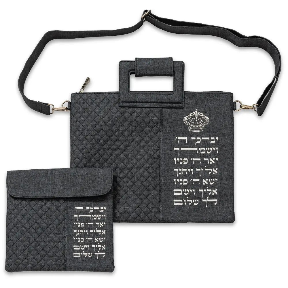 תיק מפואר לטלית דמוי עור אותיות בולטות "יברכך" 36×29 ס״מ דמוי עור