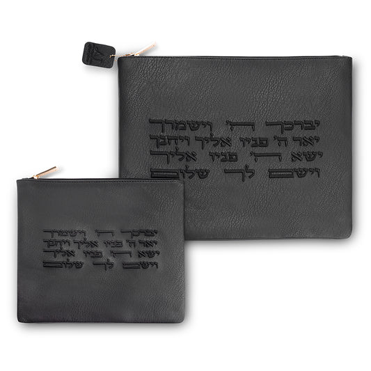 סט טלית תפילין דמוי עור יברכך 36×29 ס״מ דמוי עור שחור