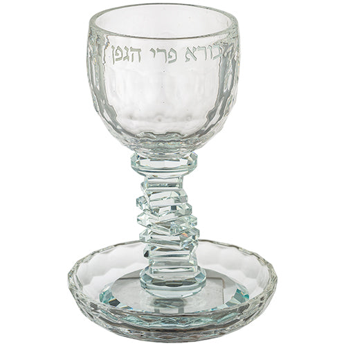 גביע קידוש קריסטל מהודר "בורא" 16 ס״מ תכולה 100 מ״ל קריסטל
