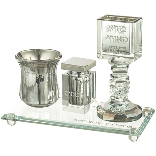 סט הבדלה מהודר מקריסטל 22×11 ס״מ קריסטל